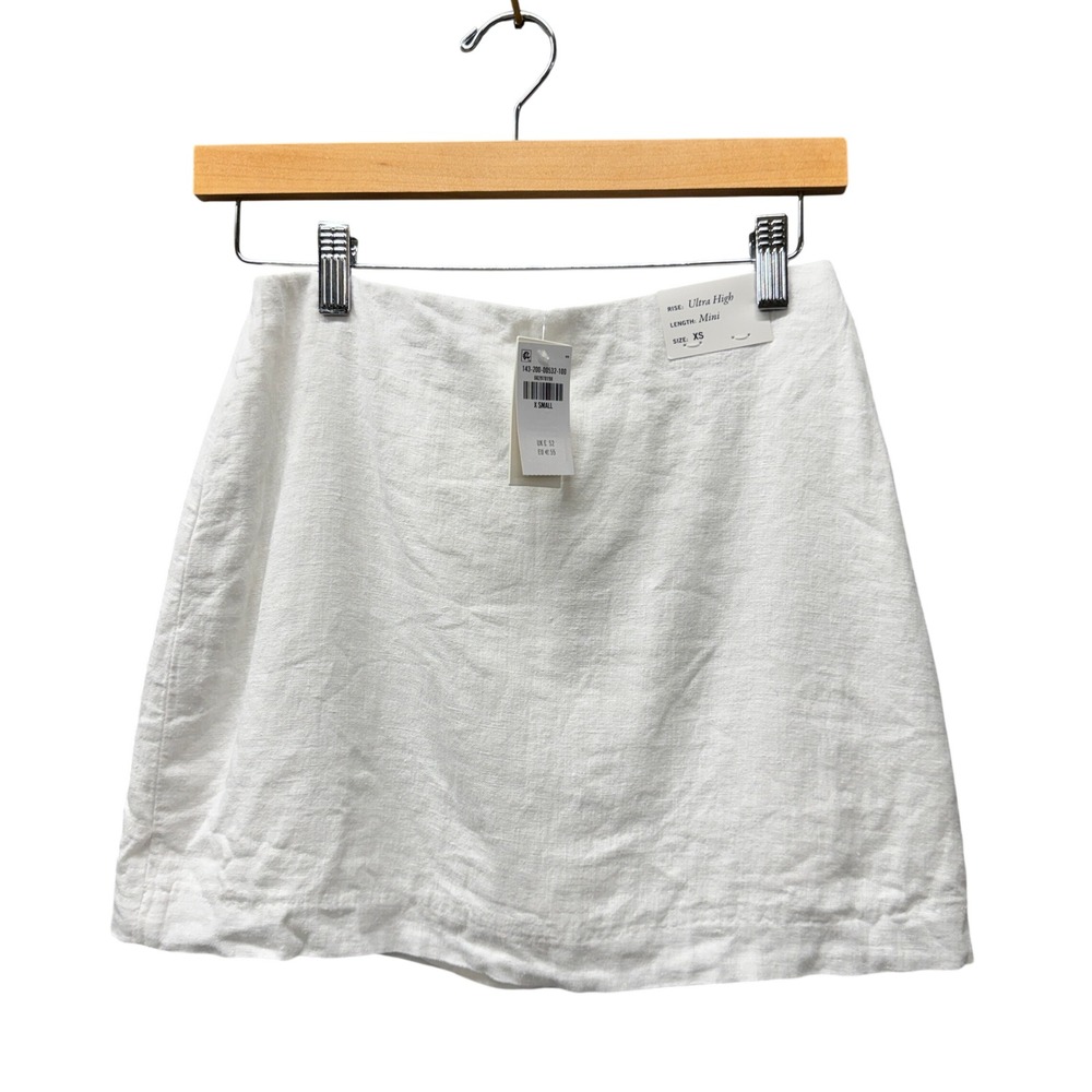 Abercrombie & Fitch Skort Womens XS A&F Scarlett Mini White Linen Blend NEW